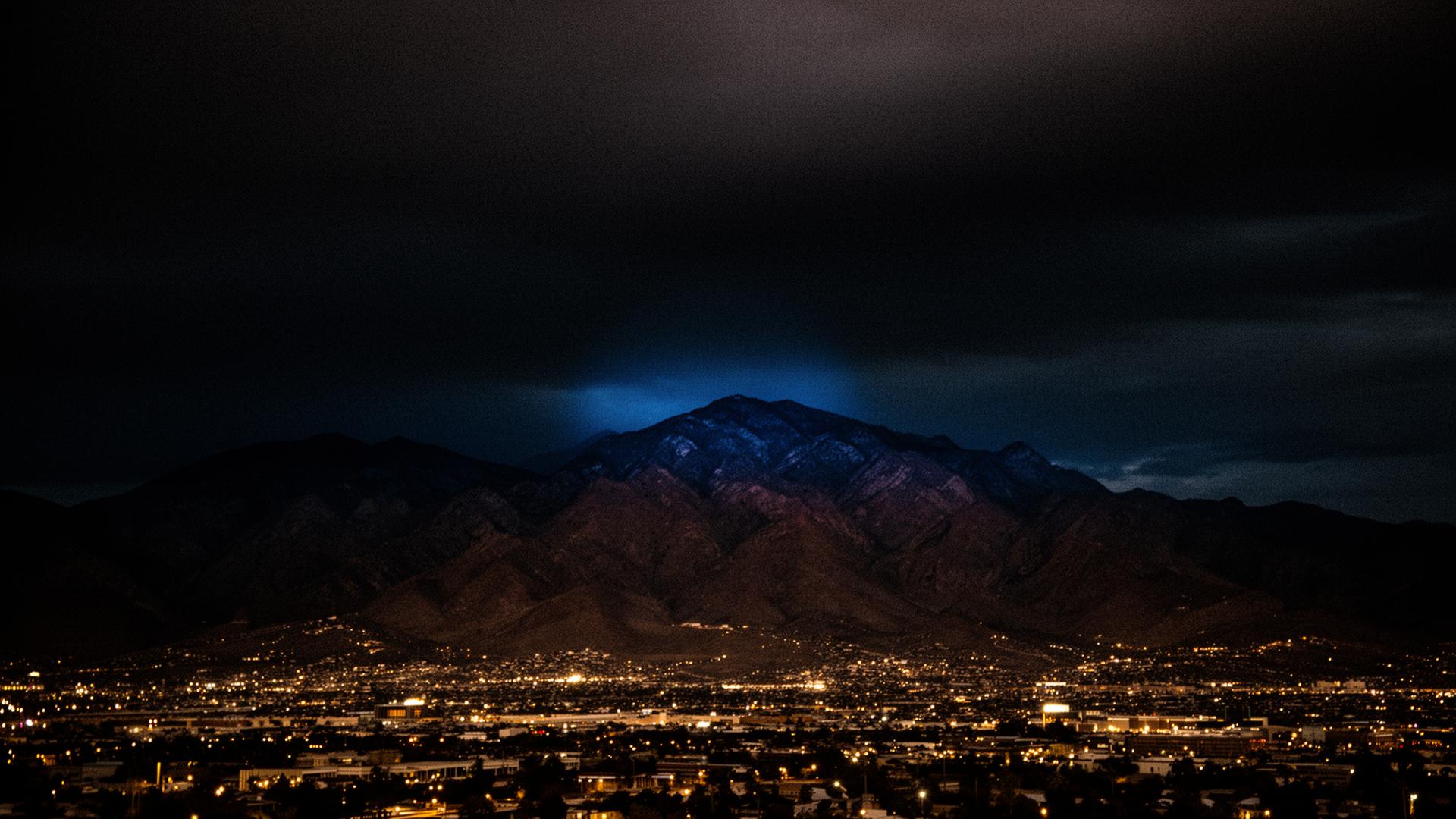 Franklin Mountains at dusk above Northeast El Paso